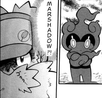 These are my favorite Marshadow manga pictures/pages. He really did received alot more in the manga over the actual anime. 