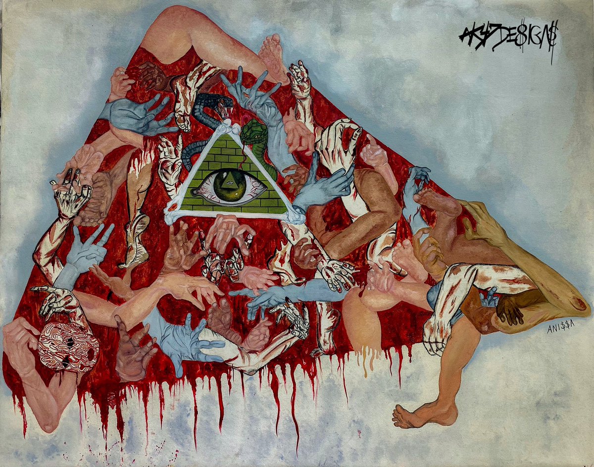 nisssrae's tweet photo. HUMAN TRAFFICKING Series Part 1, 6x5 ft painting. Put my heart into this piece to raise awareness on this matter and the pedophile ring affiliated within it that is not shown on the mainstream media. Blessed I got to display it at a gallery❤️ #savethechildren #humantrafficking https://t.co/VvK1memfmt