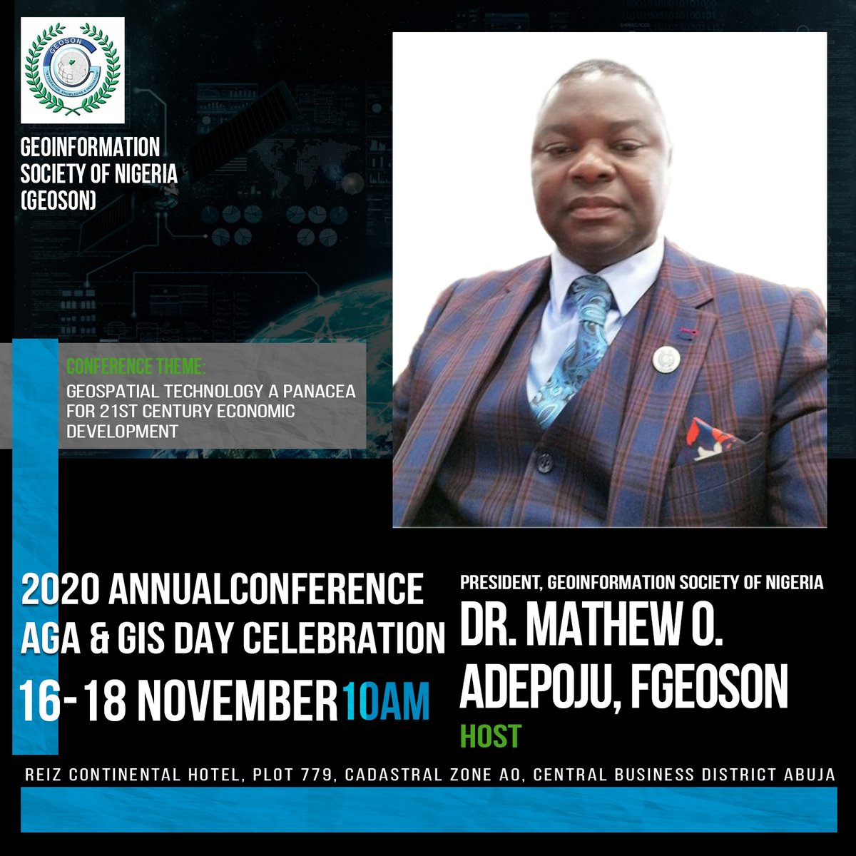 geoson_ng's tweet photo. 2020 GEOSON Conference
Meet our Lead Paper Presenter,
Prof. Jibrin Mohammed Jibrin, FSSSN
The Director, Centre for Dryland Agriculture, Bayero University Kano.
****
Our Host,
President Geoinformation Society of Nigeria
Dr Matthew Adepoju, FGEOSON
#GEOSON
#GIS https://t.co/ggxxgbcKHk