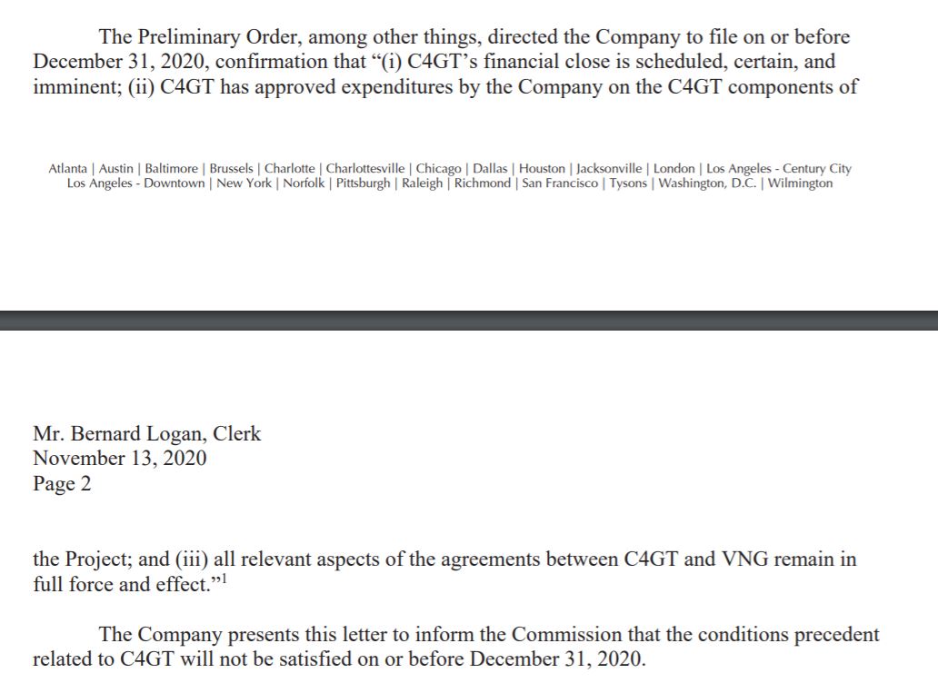 geoyapti's tweet image. The gas plants in Charles City were a bad idea from the start &amp;amp; proposal from @VaNaturalGas to @VAStateCorpComm was poorly prepared. 

VNG now admits cannot meet conditions by Dec 31 because #C4GT gas plant still can't find funds (after 2 years trying!!!). Epic fail!

#HIPcheck