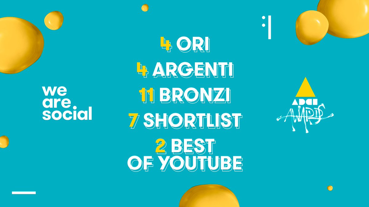 wearesocialit's tweet photo. Siamo felicissimi di condividere i risultati degli ADCI Awards: un traguardo che ci riempie di orgoglio, e che è stato possibile raggiungere solo grazie al lavoro di tutti! #IF20 #UNDISTANCING #ItaliansFestival https://t.co/kZ8iNELroR