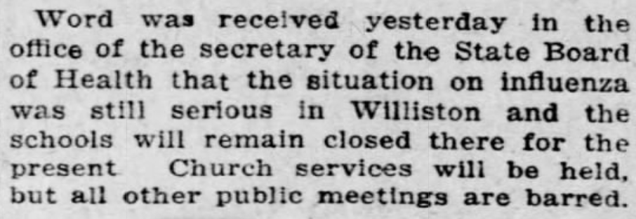 "Serious" clusters remain in parts of the state for the rest of 1918, but are they are considered controllable.(source:  @bfp_news, December 7, 1918)