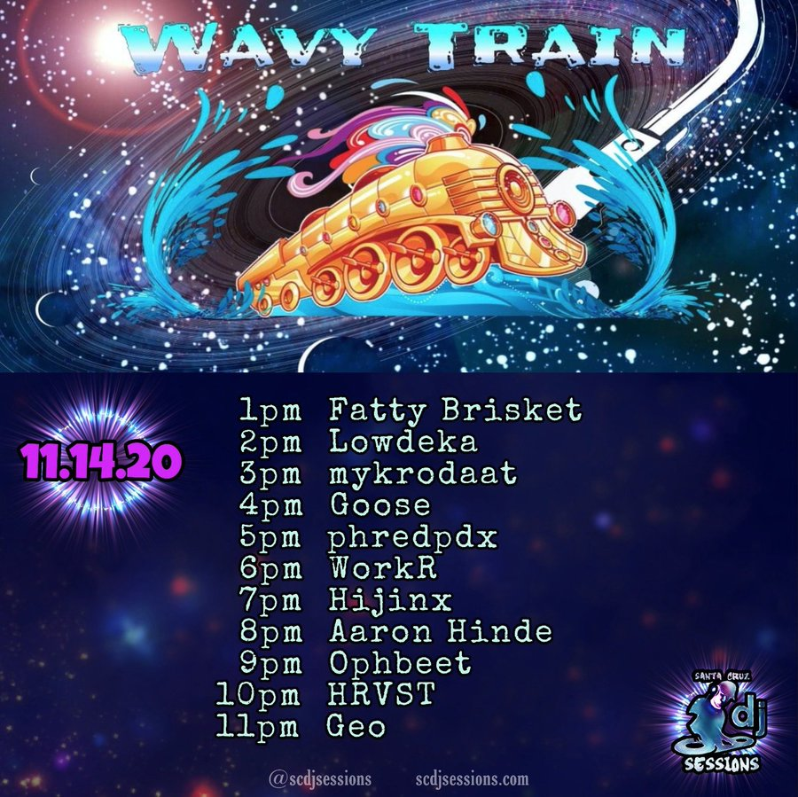SCDJSessions's tweet photo. All aboard!! Wavy Train is LIVE &amp; rolling strong! We're making tracks &amp; groovin all day so get on board.

https://t.co/laJN7SPz7Q    
https://t.co/jTloa30LTP

#LIVE #streaming #WavyTrain #digital #MusicFest  #AllDay #global #DJs #PartyTime #SantaCruz #sessions #live #music #beats https://t.co/RZ2exi9hGZ