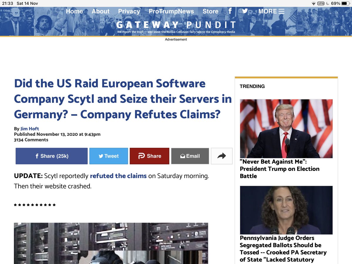 philipxmorris's tweet photo. Here’s the #GatewayPundit‘s take on the #Scytl story and the #Scytlraid in Frankfurt.
#VoterCorruption? - surely not! 
To #AuditTheElection #AuditTheVote seems to be the only way forward. If #BidenHarris think they won big they should welcome scrutiny.

https://t.co/Dkn4JZE9K5 https://t.co/T21FJkmueJ