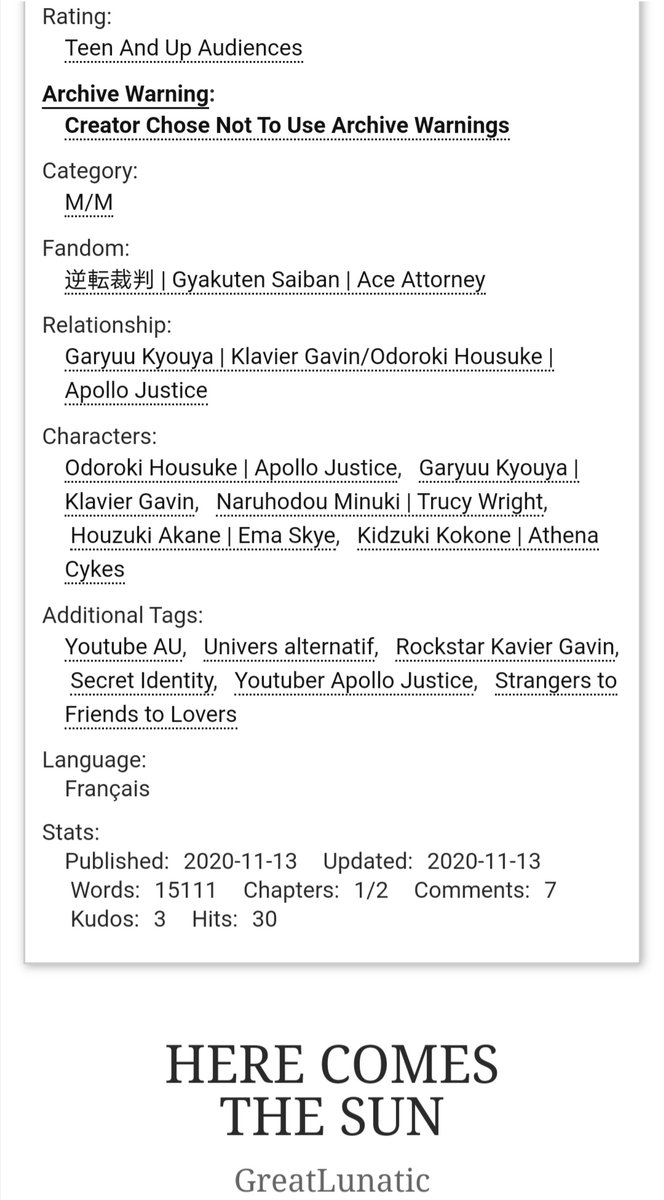 GreatLunatic's tweet photo. Instant auto-promo : j'ai publié sur AO3 une petite fanfiction sur du #klapollo (parce que je les aime fort), un UA où Apollo est étudiant en droit et Youtubeur, et Klavier est rock star à temps plein.
C'est sans prétention mais ça fait plaisir 👌 
#AceAttorney https://t.co/xA9CunErf0