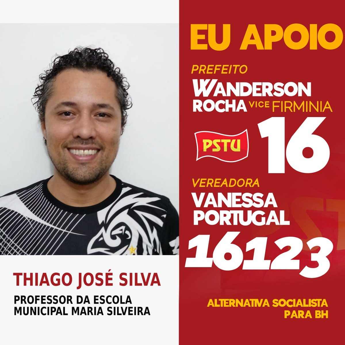 wandersonpstubh's tweet photo. MANIFESTE APOIO | #Votar 16 é escolher um programa socialista. #Digitar 16123 é optar por programa de luta contra a retirada de direitos. #Chega de conciliação de classe.
#Bora somar!? Mande uma foto.
#wandersonrocha16
#vanessaportugal16123
#PSTU
#eleicoes2020 https://t.co/nsuY9Os39b