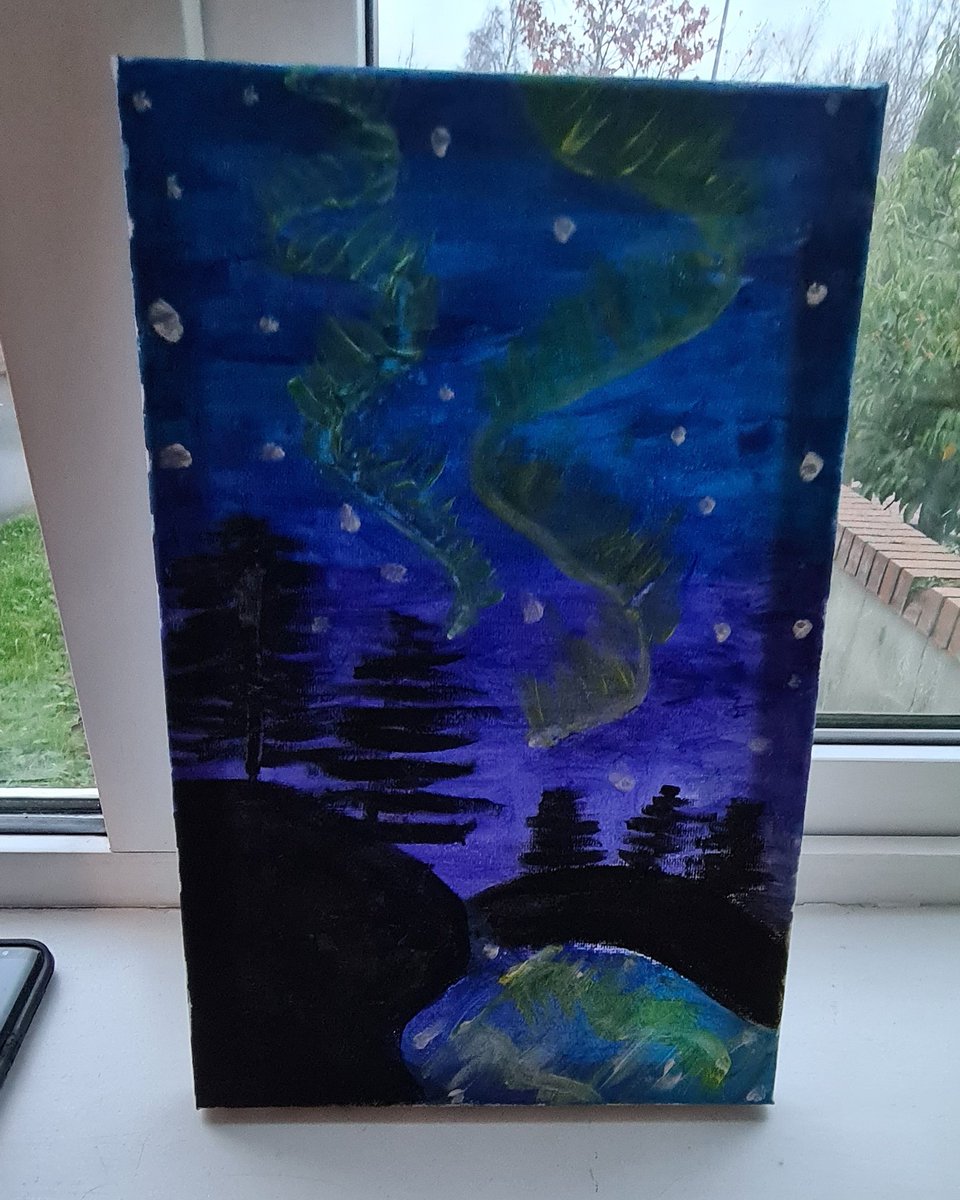 AdrianJTCLB14's tweet photo. Caoimhe painted the Northern Lights for her mother. Shes 10 😱 pic doesnt do it justice #theden #talented @RadioRayRTE @donconroy https://t.co/F16PoH0CaV