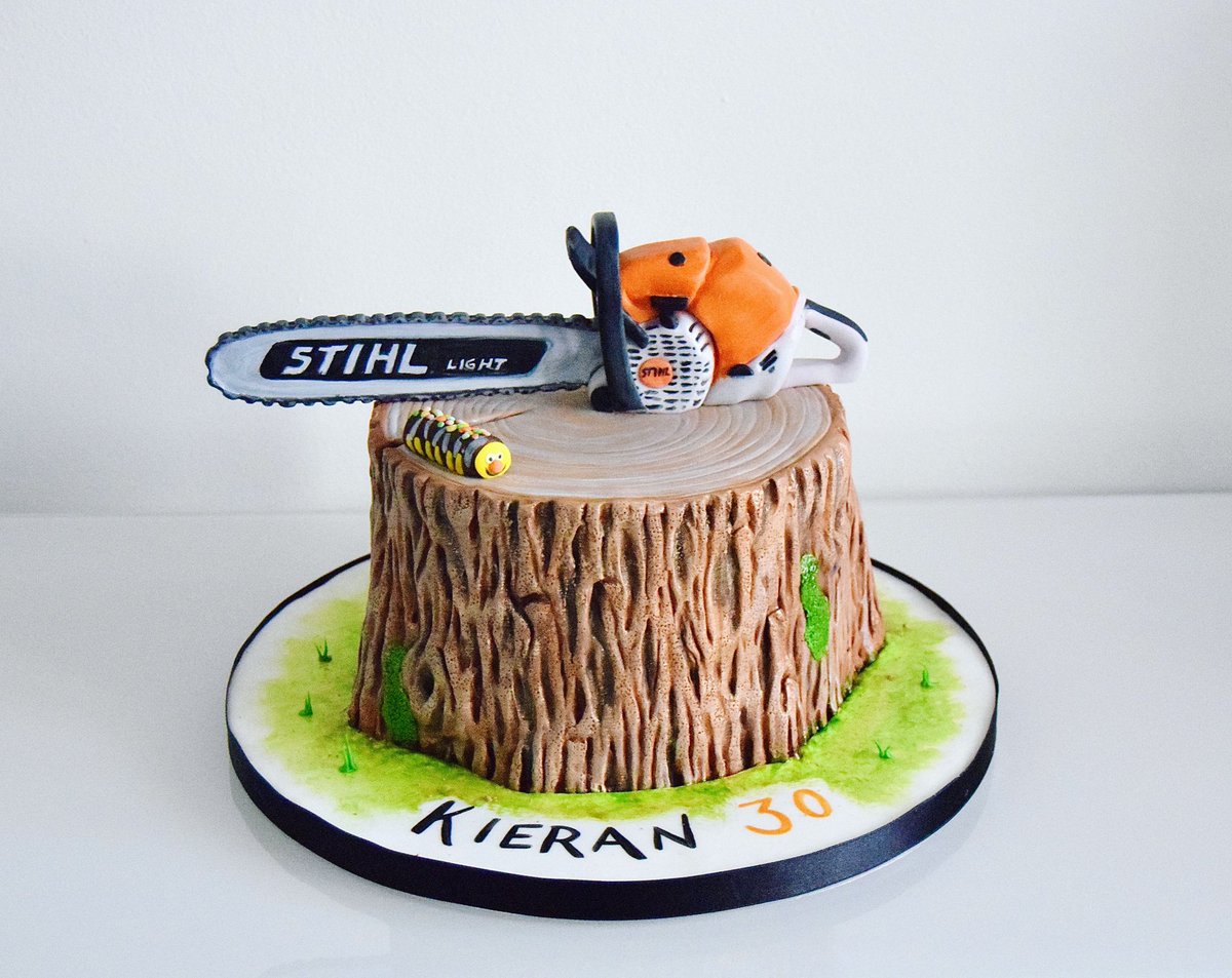 Wales_Cake's tweet photo. @STIHL_GB cake. Chocolate cake inside #stihl #treestumpcake @CakeStuffLtd couture sugarpaste https://t.co/IEFLiHZlOy