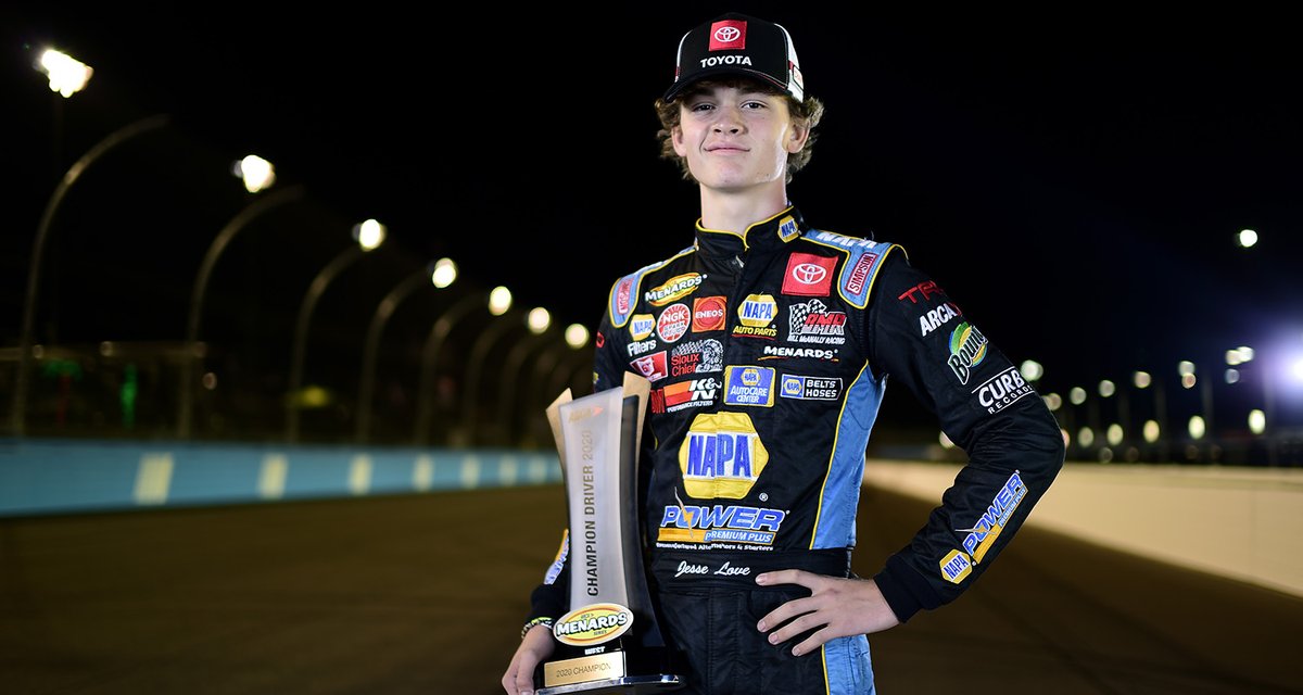 2020 West Champion: <a href="/jesselovejr1/">jesse love jr</a>

Not bad for a 15-year-old rookie

🏆⇢ bit.ly/32IvYrC

#ARCAMenards2020