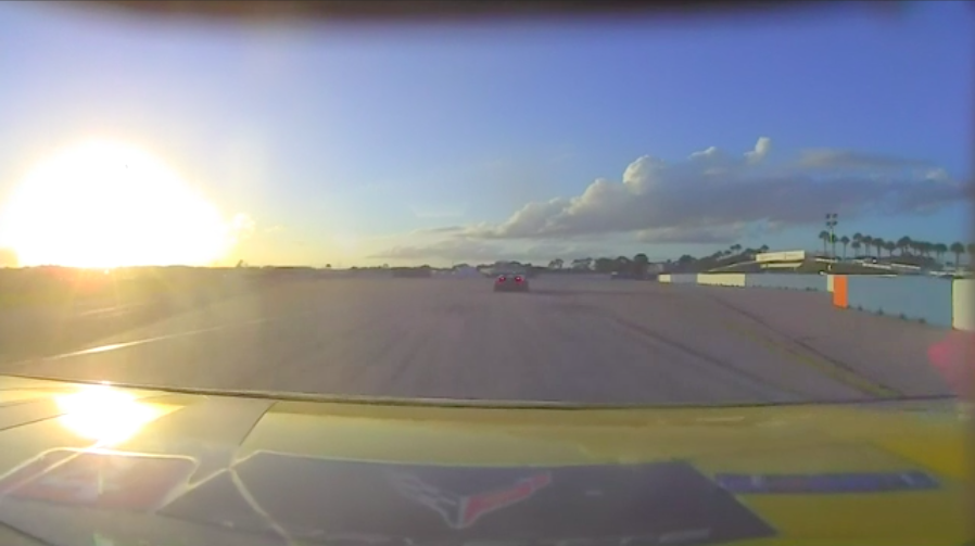 CorvetteRacing's tweet photo. This is why it's called #SunsetBend. And very appropriate that @TommyMilner is behind the wheel of the 4 #Corvette... #C8R #Sebring12 #IMSA #GTLM https://t.co/AED6hulMOK