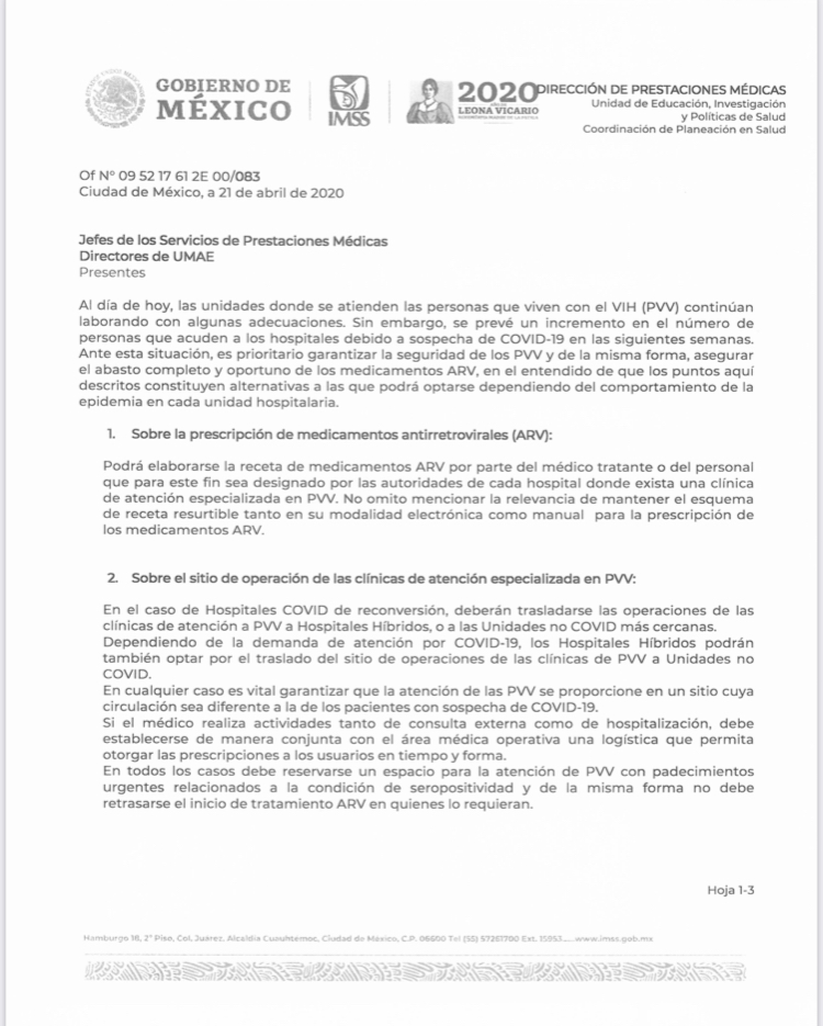 LAQC's tweet photo. Desde el pasado mes de abril @Tu_IMSS público las directrices para la entrega de medicamentos antirretrovirales y ahora, frente a la temporada invernal, se sostuvieron reuniones con control de abasto para garantizar el suministro de 2 a 3 meses. https://t.co/B9u8VBF4NC