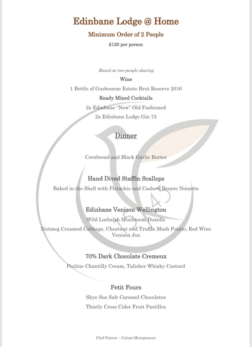 Introducing - 

🎅🏻🤶🏻🏡🥂🍷🥃🍽
EDINBANE LODGE @ HOME
🎅🏻🤶🏻🏡🥂🍷🥃🍹🍽