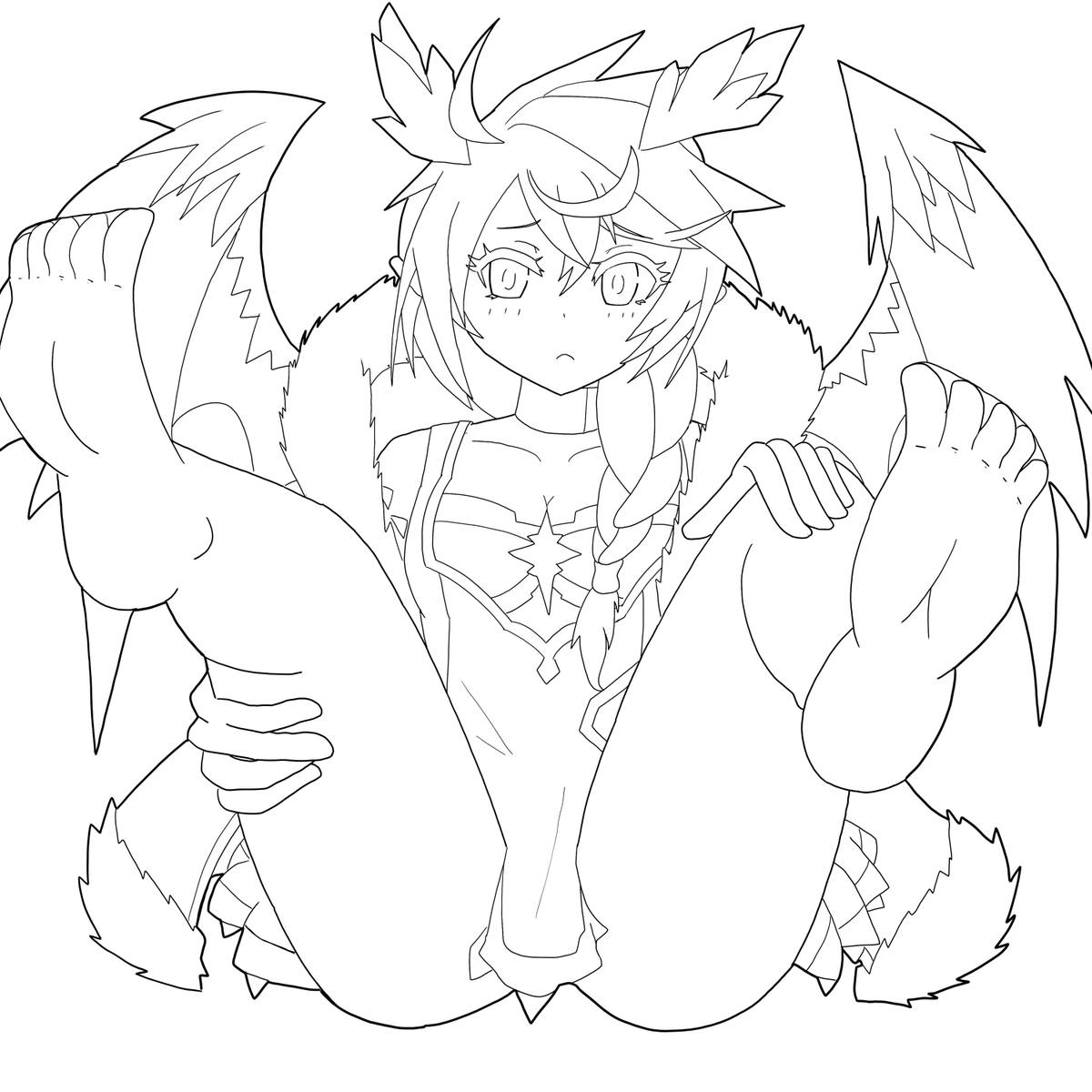 ラフと下描きと線画です 