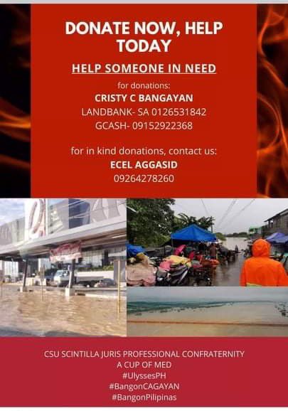 ZilleLy's tweet photo. For those who are interested to send help, both donation drives are spearheaded by Cagayan State University - College of Medicine. Any amount will surely go a long way. Thank you! 

#CagayanNeedsHelp #BangonCagayan https://t.co/SM61G3przj