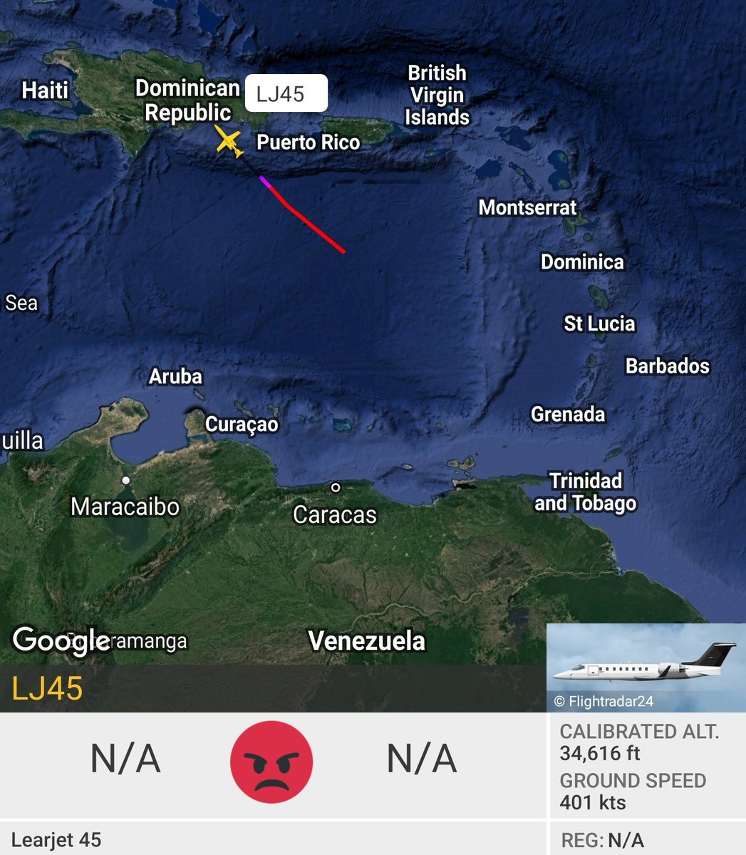Arr3ch0's tweet photo. El sancionado L45 de PDVSA #YV2565 sobrevolando la costa Sur de República Dominicana en dirección Noroeste.
#Venezuela https://t.co/P4ViIkFJSf