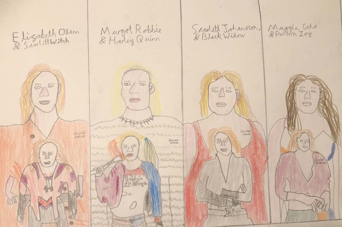 GeoArtAttack's tweet photo. #georartattack #art #ArtistOnTwitter #freehanddrawing #freehandcolouring #artwork #colouring #marvelart #dccomicsart #ElizabethOlsen #ScarlettWitch #MargotRobbie #HarleyQuinn #ScarlettJohansson #BlackWidow #MaggieGeha #PoisonIvy https://t.co/h1IUrM4CX4