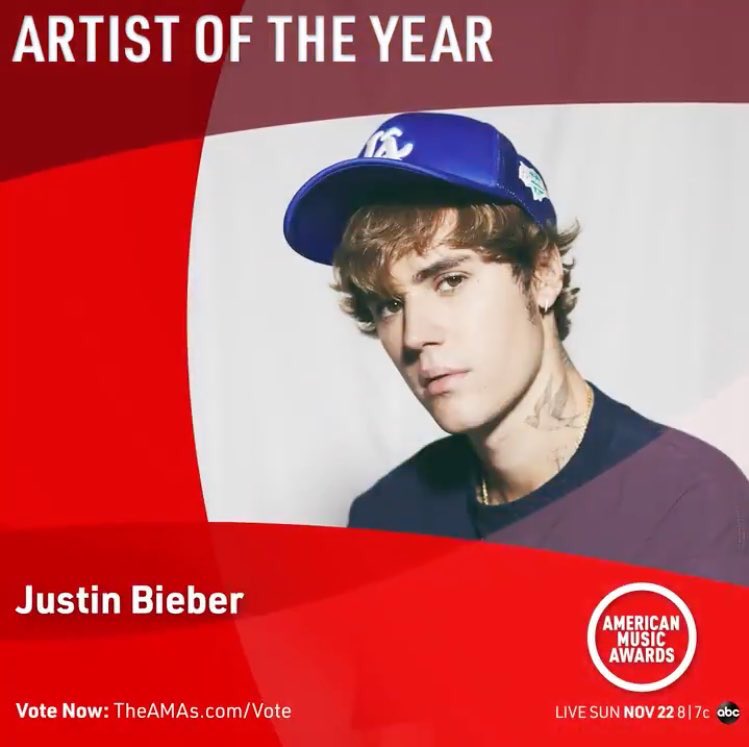 JBCrewdotcom's tweet photo. Don’t forget that voting for the AMA’s ends this weekend! Be sure to get your votes in now by joining our voting party with @drewstreaming! 

500 RTs = 500 votes

I’m voting for Justin Bieber for Artist of the Year at the #AMAs https://t.co/LWcNy5mqCA