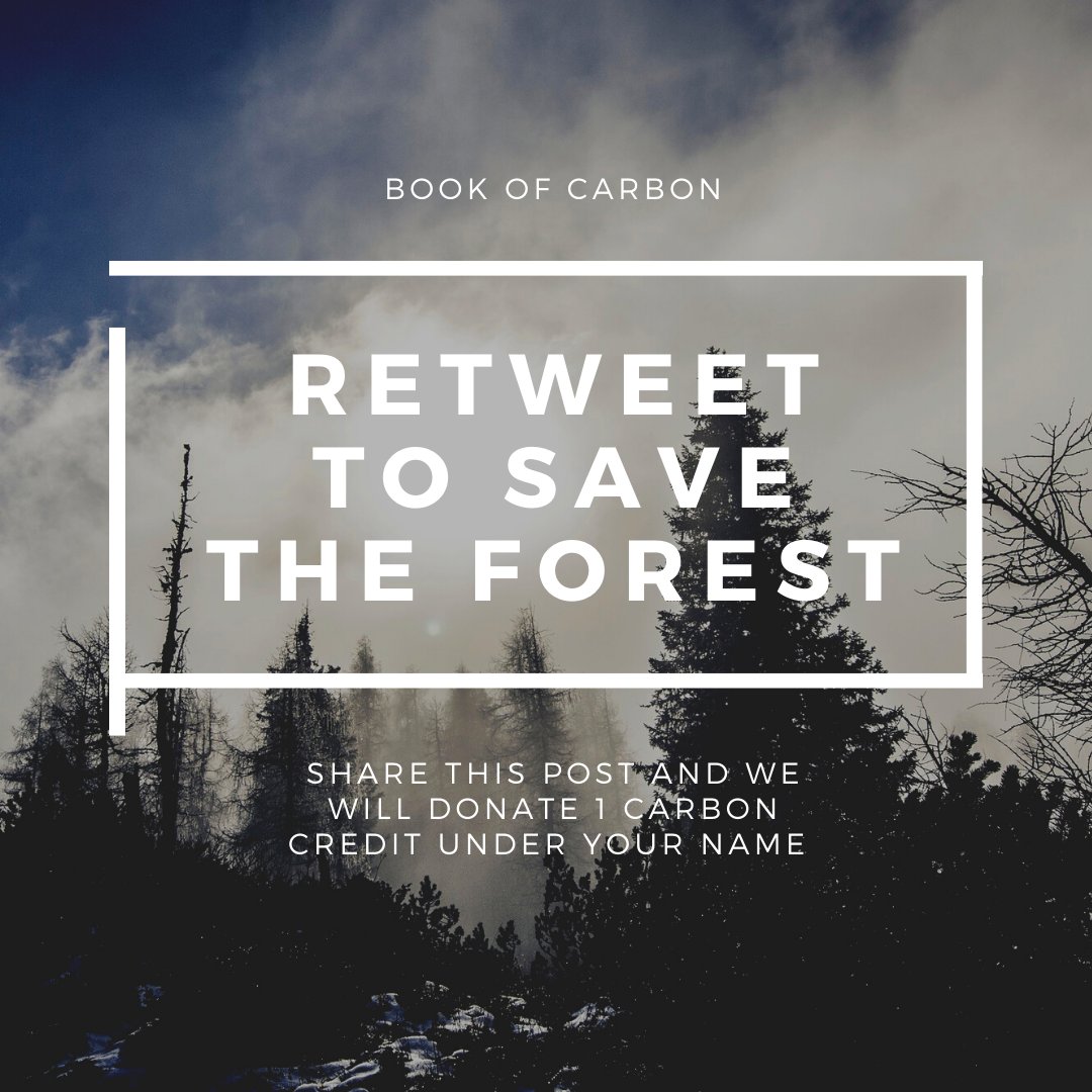 BookofCarbon's tweet photo. Help Offset Carbon Emission! Retweet and we will donate 1 tonne of carbon credit under your name! https://t.co/G7jlIdYNuF https://t.co/vS1KQbVqkf