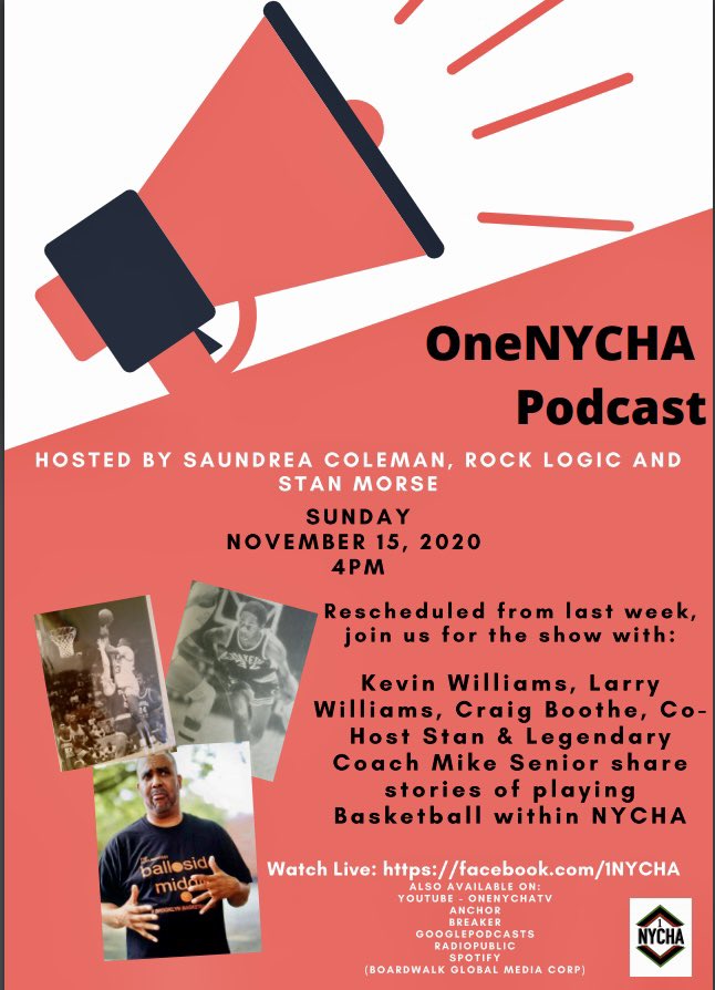 OneNycha's tweet image. 𝕁𝕆𝕀ℕ us LIVE and 𝕌𝕟𝕔𝕦𝕥 on Facebook at 4pm EST tomorrow, for an enjoyable conversation with our guests: Kevin Williams, Larry Williams, Craig Boothe, &amp;amp; Legendary Coach Mike Senior 🏀

Brought to you 𝔹𝕪: @OneNycha