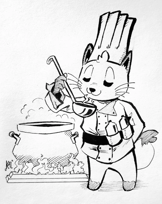 (Still at it with these! At this rate, I'll probably be done in late November. Super late, ik. My goal this year was to complete all prompts. Next year I'll try to also be on time haha)

Inktober Day 22 
"Chef"
#Inktober #inktober2020 #inktober2020day22 