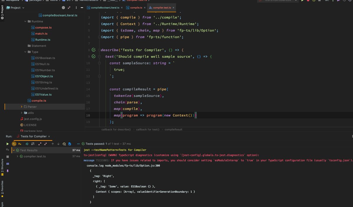 NvironmentE's tweet photo. #esone
Abstract Machine, Runtime Environment, Values & Types 정의한 다음 대충 첫 번째 컴파일러(부울 리터럴)을 만들어서 돌려 보았습니다.
코드 상태는 메롱하지만, 돌아가는 걸 보니 눈물겹네요. 게임 모딩하다 어떻게 여기까지 왔는지,,, https://t.co/kOEi2sGkhQ