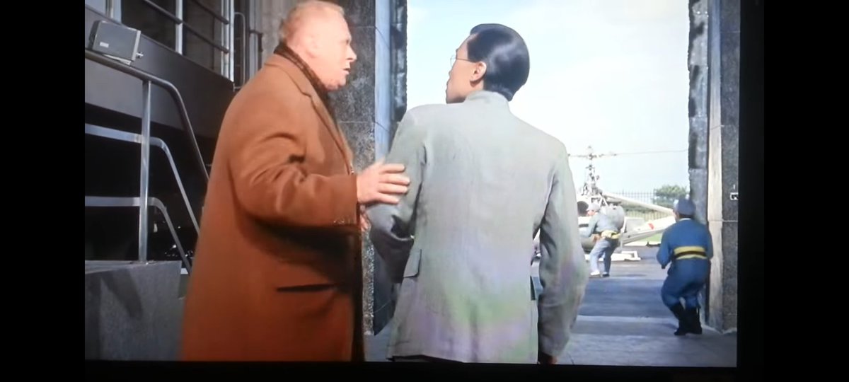 Soldiers start attacking Fort Knox while Goldfinger is talking to Ling. While he still has hope the bomb will go off, his nerve gas plan has failed