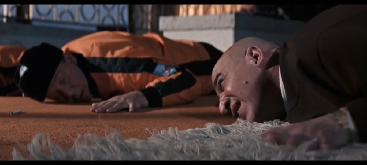 Blofeld taking cover from the helicopters combined with his reaction to his lab being blown up is never not satisfying
