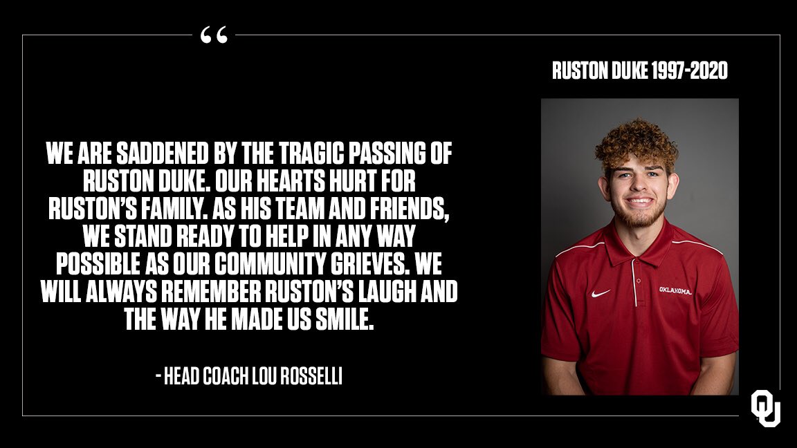 We are heartbroken to learn of the passing of former team member Ruston Duke. Our thoughts and prayers are with his family during this difficult time.
