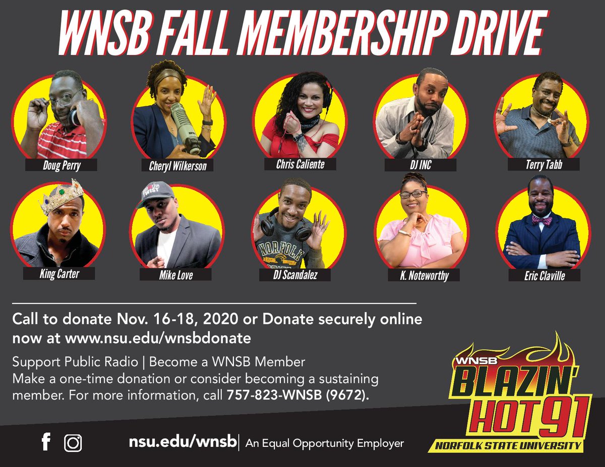 Hot91Online's tweet photo. Support Public Broadcast Radio! Become a member or make a one-time donation. To make a secure donation, visit https://t.co/FRUM18NcIA or call (757) 823-WNSB. #wnsbblazin #hot91online #publicbroadcastradio #memberfest @Norfolkstate @NSU_Alumni_1935 https://t.co/uiYMlCKxP2
