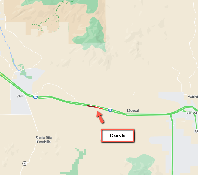 ArizonaDOT's tweet photo. I-10 EB: Report of a crash and/or vehicle fire at milepost 293, near Empirita Road. #aztraffic https://t.co/Ksz4l8WjB5