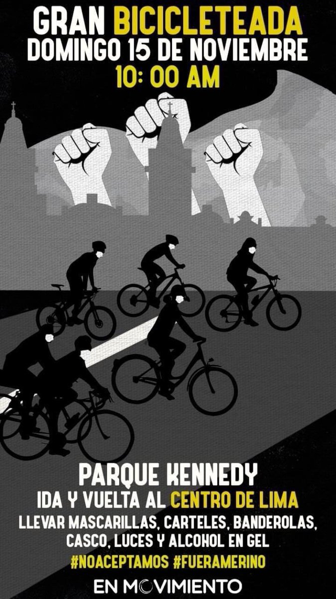 TOMORROW Nov 15th, people will go with their bicycles to the “Parque Kennedy” as protest. because of this, the government shut down the prohibition of using cars on sundays, so that people go out with their cars and make this kind of protest hard to realice