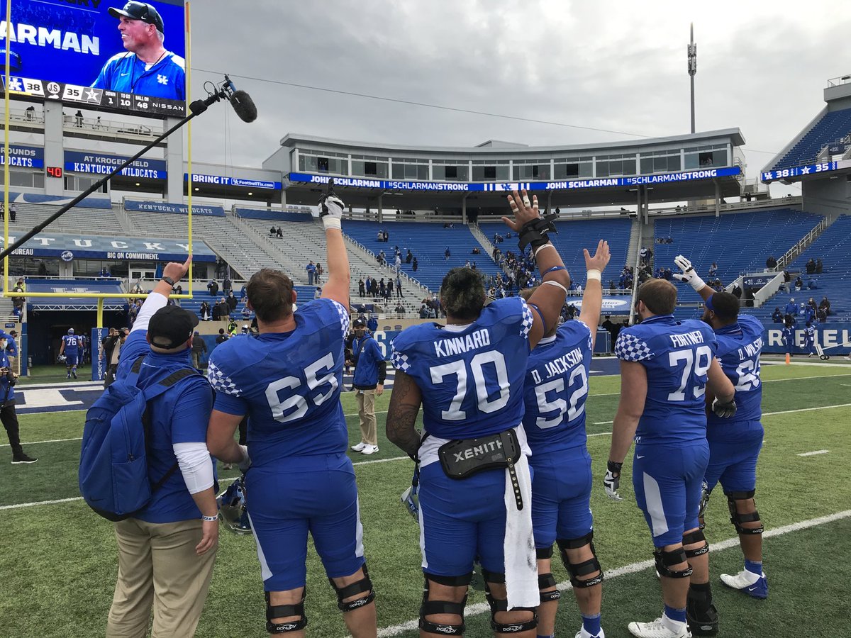 Marc Hill (@marcus_d_hill) on Twitter photo Might be the most heartfelt picture of an emotional week for these guys. The OL guys waiving at Ms. Schlarman post game. She’s in the window right above the finger of #65. She’s a trooper <a href="/UKFootball/">Kentucky Football</a> <a href="/CoachSchlarman/">John Schlarman</a> whew. Might be the most heartfelt picture of an emotional week for these guys. The OL guys waiving at Ms. Schlarman post game. She’s in the window right above the finger of #65. She’s a trooper <a href="/UKFootball/">Kentucky Football</a> <a href="/CoachSchlarman/">John Schlarman</a> whew.