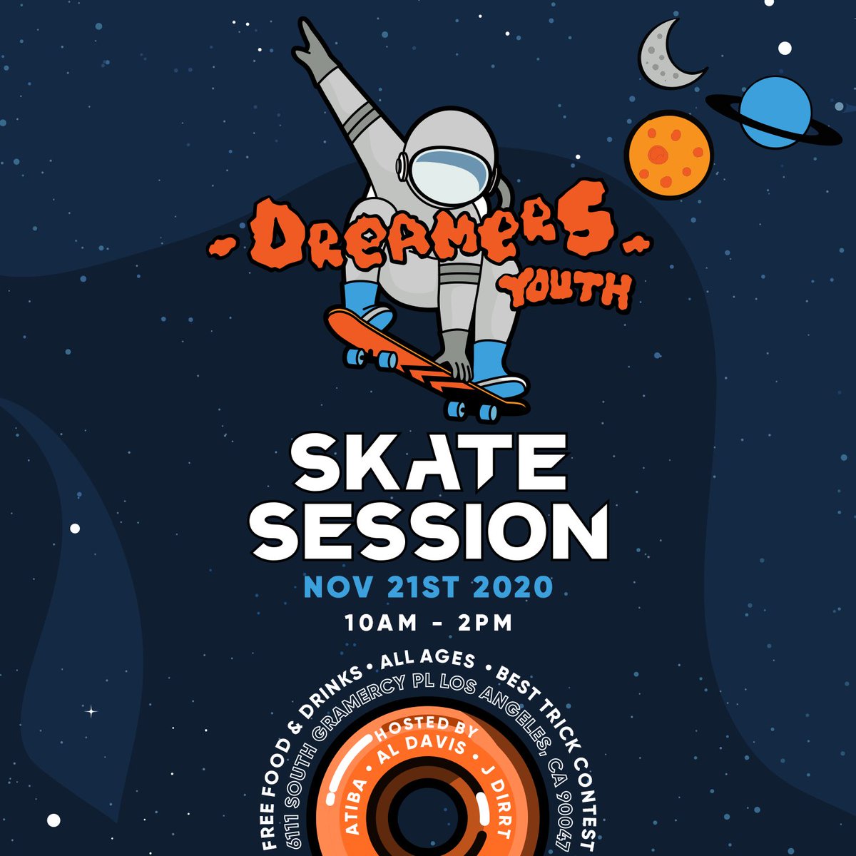 JDIRRT's tweet photo. SKATE SESSION !! FREE FOOD &amp; FUN!
BEST TRICK CONTEST !! SAVE THE DATE 

NOV 21st 

10-2PM 

Follow ⁦@DREAMERSYOUTH⁩ for more 411 https://t.co/wOuv7tAVZt