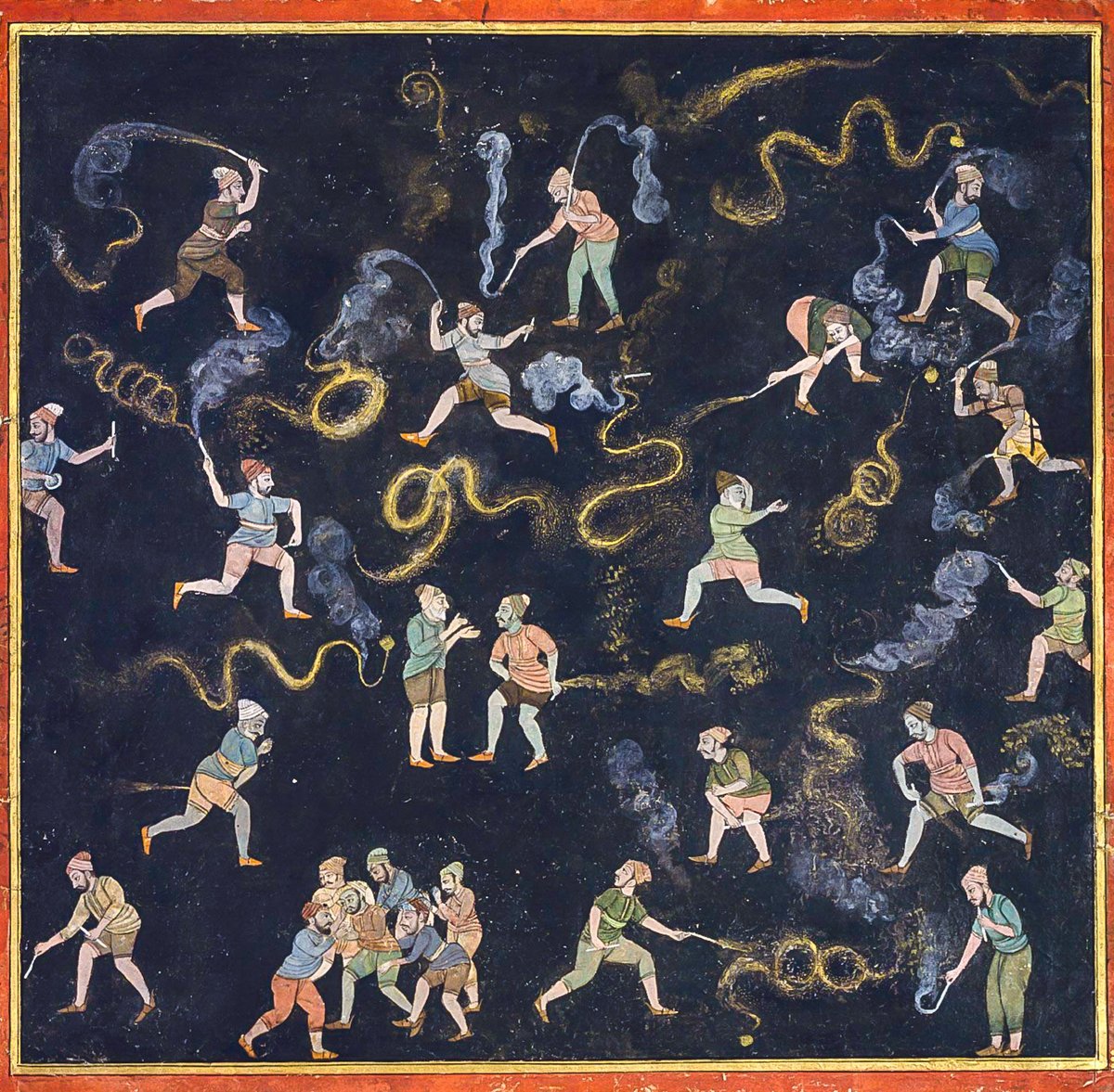 dpanikkar's tweet photo. Fireworks. Udaipur, 1730. Philadelphia Museum of Art. https://t.co/4uKy6REYsd