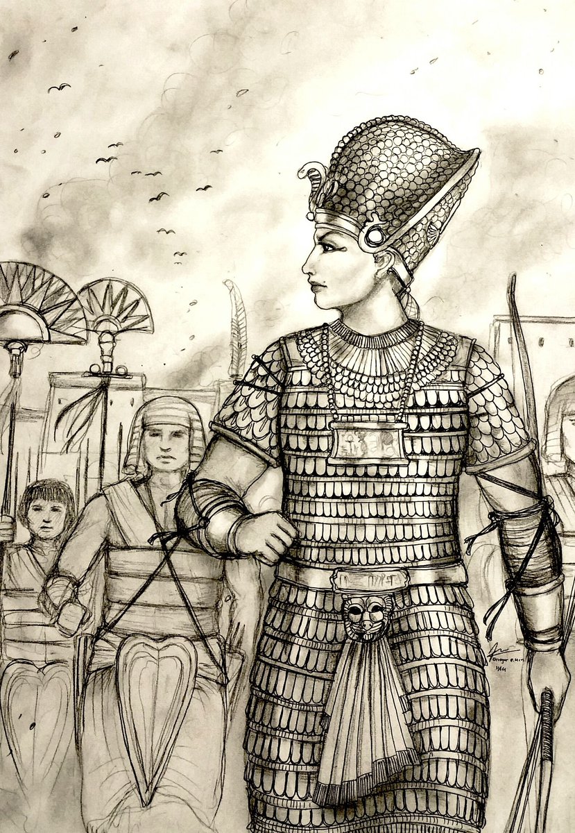Not only did she reinvent herself in image and name to protect Egypt, but she picked up the sword to defend it. Twice when enemies threatened her homeland, she personally led armies into battle. Her people regarded her as a warrior as evidenced by their tributes to her temple.