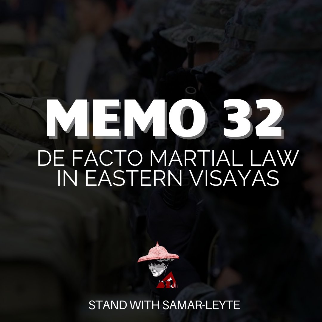 RepealMO32's tweet photo. November 22, 2018 when the islands of Bicol, Negros, and Samar were placed under a de facto martial law in the face of Memorandum Order No. 32

What is Memo 32?

#EndDeFactoMartialLaw
#StandWithSamarLeyte
#Memo32Ibasura https://t.co/0q9fGJ48B4