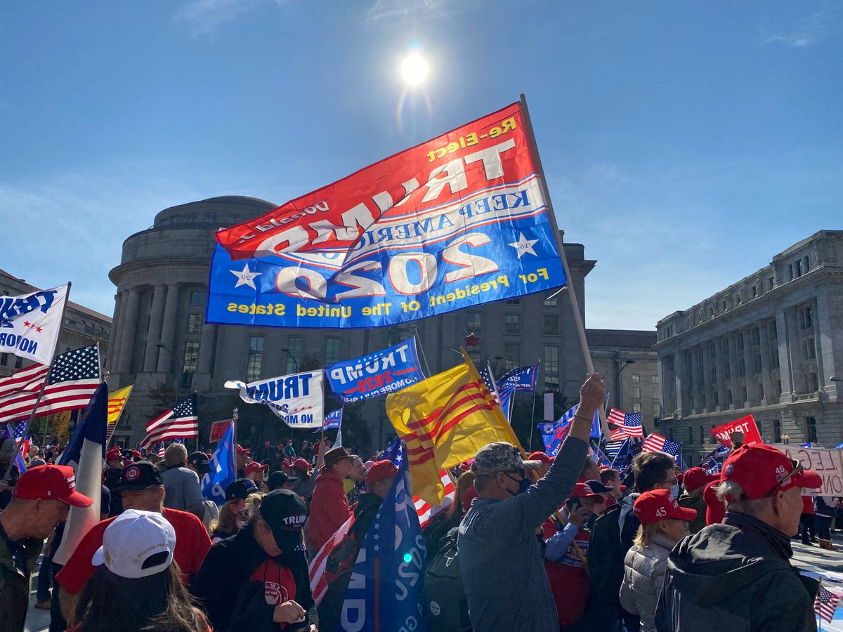 cgtnamerica's tweet photo. U.S. President Trump's supporters had Million MAGA March in Washington D.C. from Freedom Plaza to the Supreme Court on Saturday to protest election results they claim as fraudulent. #US2020Election https://t.co/skY82P8Jfq