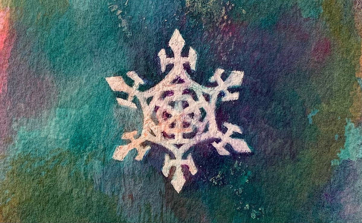 クリスマスの小さい絵本を制作中 雪の結晶が完成しました 絵本 豆本 小林さきのイラスト