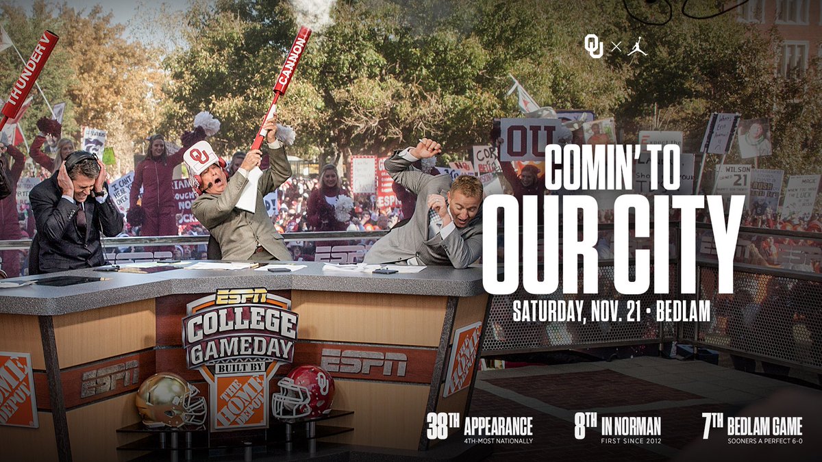 For the first time since 2012, <a href="/CollegeGameDay/">College GameDay</a> is coming to Norman! #Bedlam

#ChampionshipNovember

#BoomerSooner