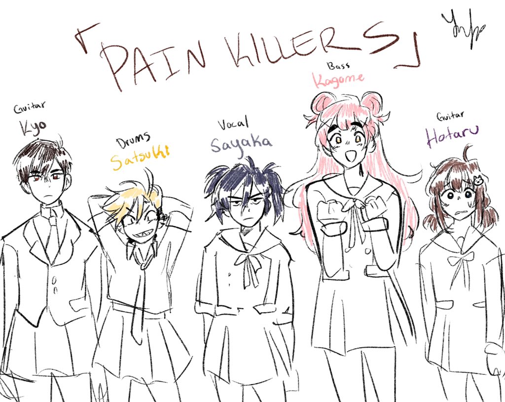 i made a bandori oc fanband called PAIN KILLERS. they're a hardcore punk rock band. here's a little thread abt em 