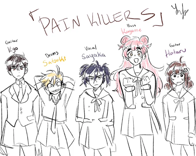i made a bandori oc fanband called PAIN KILLERS. they're a hardcore punk rock band. here's a little thread abt em 