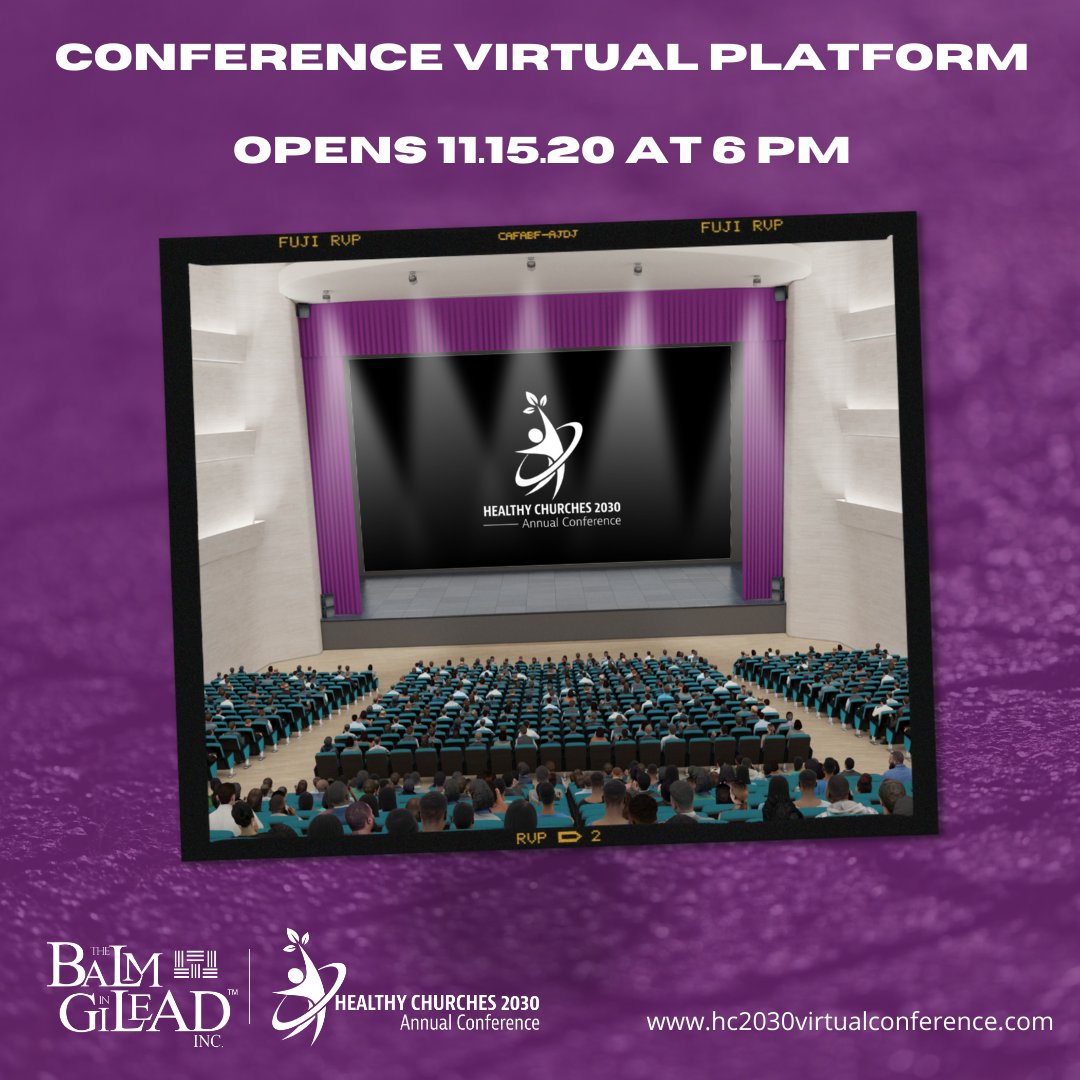 thebalmingilead's tweet photo. The 7th Annual Healthy Churches 2030 Conference is nearly here! Beginning Sunday, November 15, 2020, at 6 PM EST, registrants will have access to the virtual platform. Tomorrow, be on the lookout for an email further explaining the login process. https://t.co/5EKC5qb4my