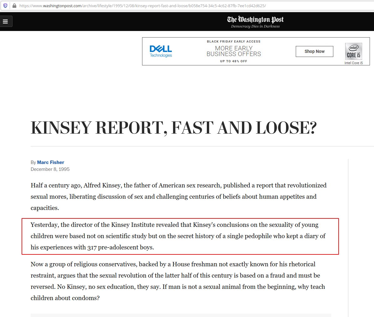 ...but based on the experiences of mass r*pist p*dos, including n*zi p*dos on top of that https://www.washingtonpost.com/archive/lifestyle/1995/12/08/kinsey-report-fast-and-loose/b058e754-34c5-4c62-87fb-7ee1cd42d625/ https://www.nytimes.com/2004/10/03/movies/alfred-kinsey-liberator-or-pervert.html