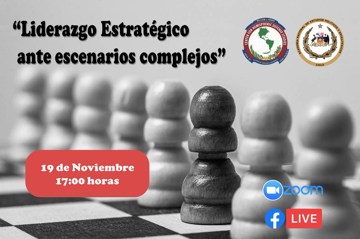 Estimada(o)s, la ANEPE junto al William J. Perry Center de EEUU  han organizado el Seminario  "Liderazgo Estratégico ante escenarios complejos", los invito cordialmente a verlo el día 19 de noviembre a las 17:00 hrs. a través del link:us02web.zoom.us/webinar/regist…