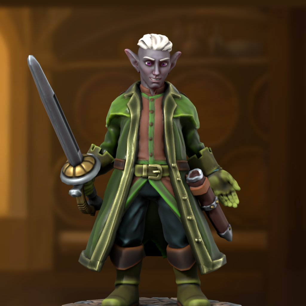 character_dnd's tweet photo. Elquen Drow Swashbuckler. Fancies himself a pirate really he was just a carpenter on a trading vessel. A bit of a Drizzt fanboy. When his contract was up on his current vessel he decided to create a new persona for himself. #dndcharacter #dnd #heroforgecolor https://t.co/pEnoXIcVdp