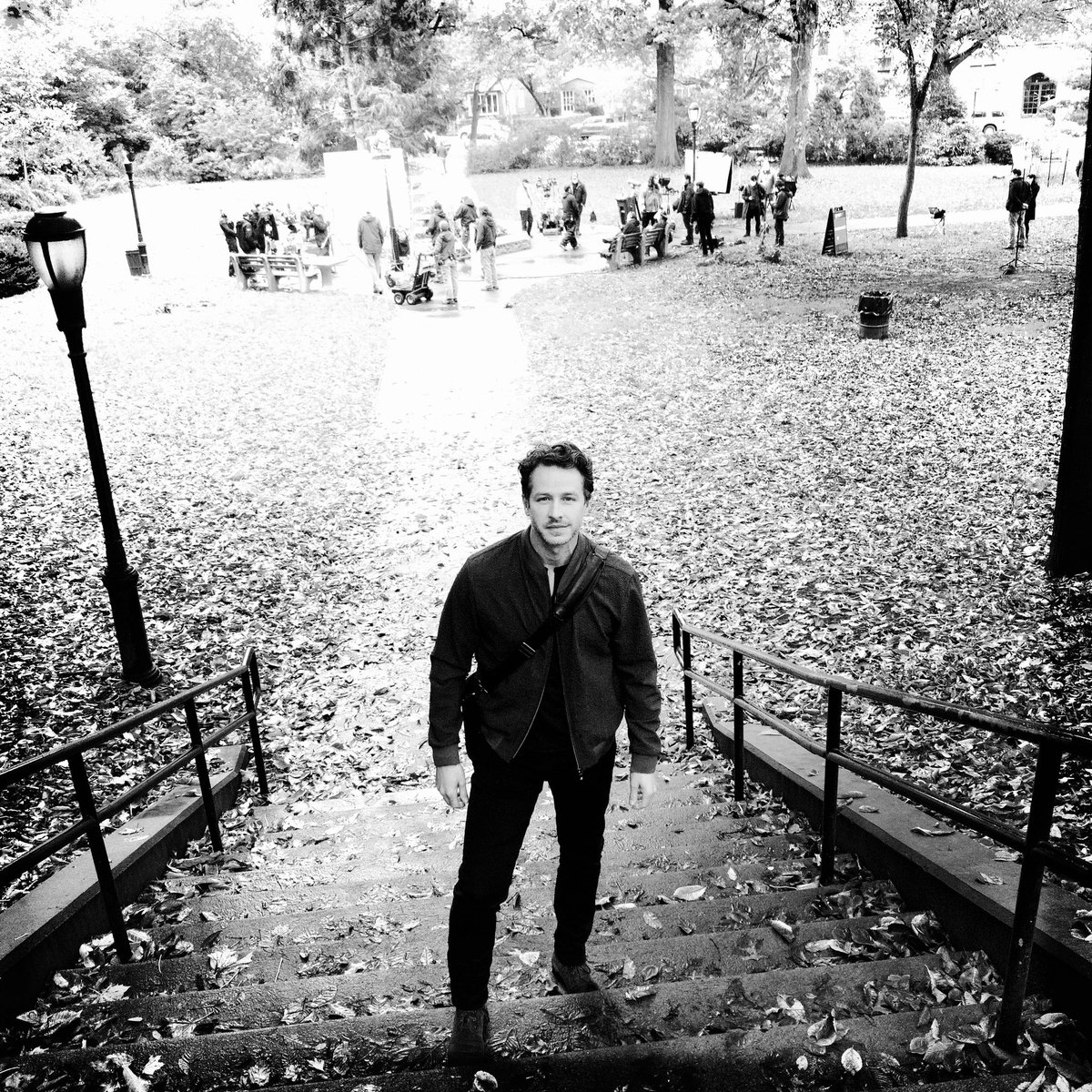 JoshDallas's tweet photo. Social distancing, but that’s a crew to rival all crews back there. I love them. Week #9 filming season 3 of @NBCManifest! Coming soon to @nbc! #manifest #crew #Squad ✈️ https://t.co/CoaIB9iOVZ