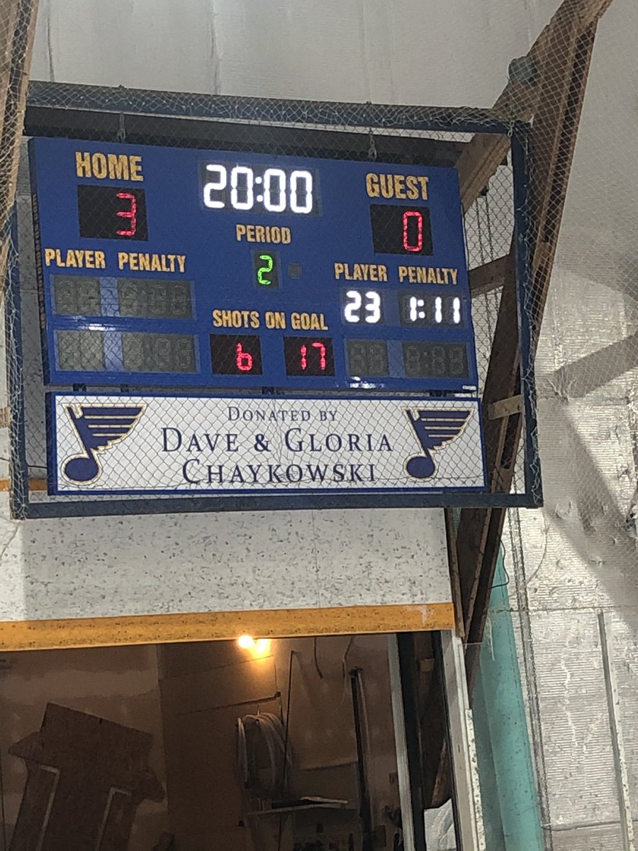 After 1 period at Chase Place Arena in Porcupine Plain