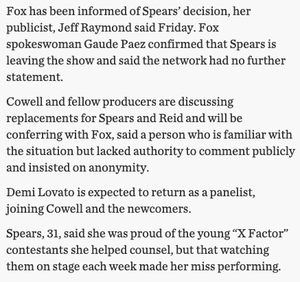 In January 2013, Jeff Raymond would announce that Britney is leaving the XFactor after only one season.  #FreeBritney