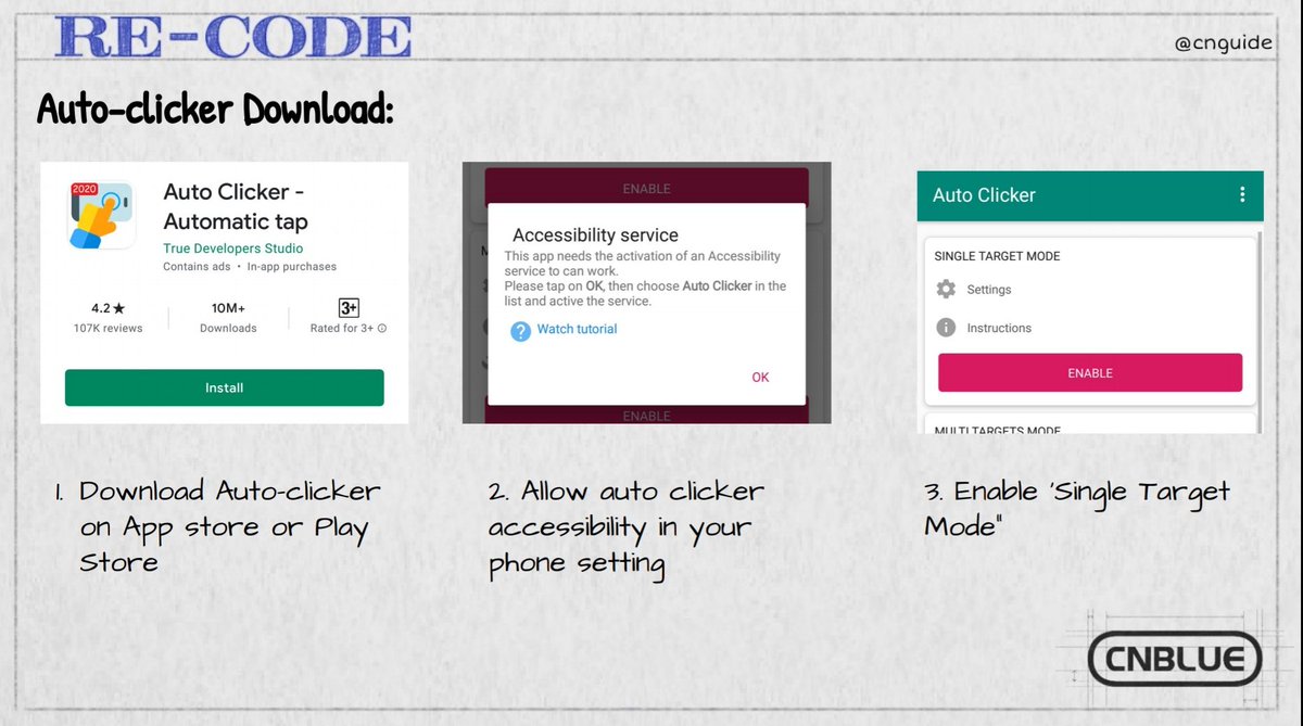 CNguide's tweet photo. ✨ Auto Clicker 💫 

✔ Download
✔ How to use

#CNBLUE #Re_Code #Then_Now_and_Forever #씨엔블루 #과거현재미래 @official_CNBLUE https://t.co/U3EBzF5w6M