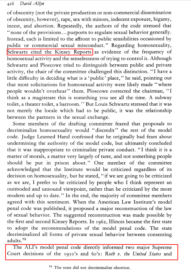 Same paper continuedMany US states would later adopt this "model penal code". It would also influence supreme court decisions.Not gonna post whole paper as it's very long, but its filled with info on his influence